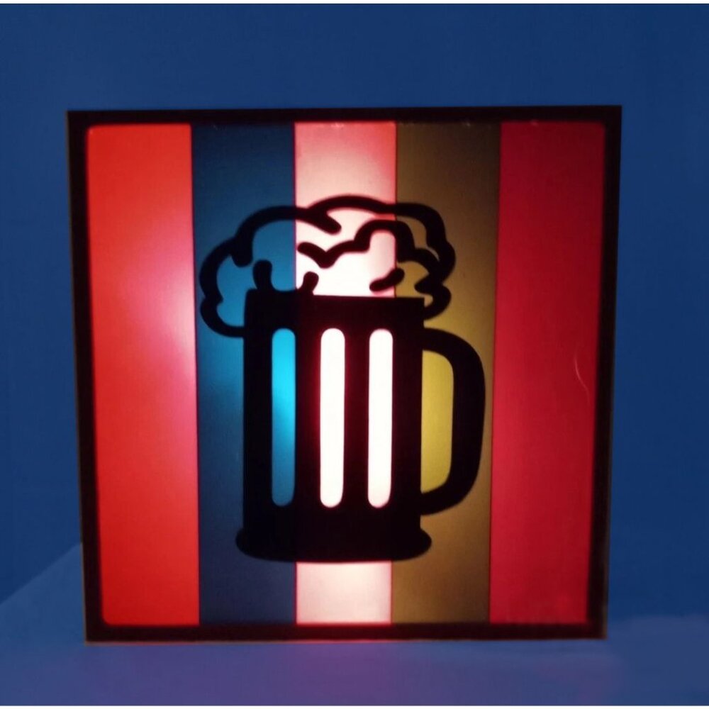 Beer Mug Light Box Bar Sign ManCave Decor - Red, Blue, Pink, Green, Purple - Picture 2 of 7